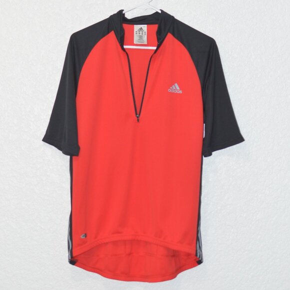 Mens Adidas Red Biking Shirt Size L (100% polyester) - Picture 1 of 4
